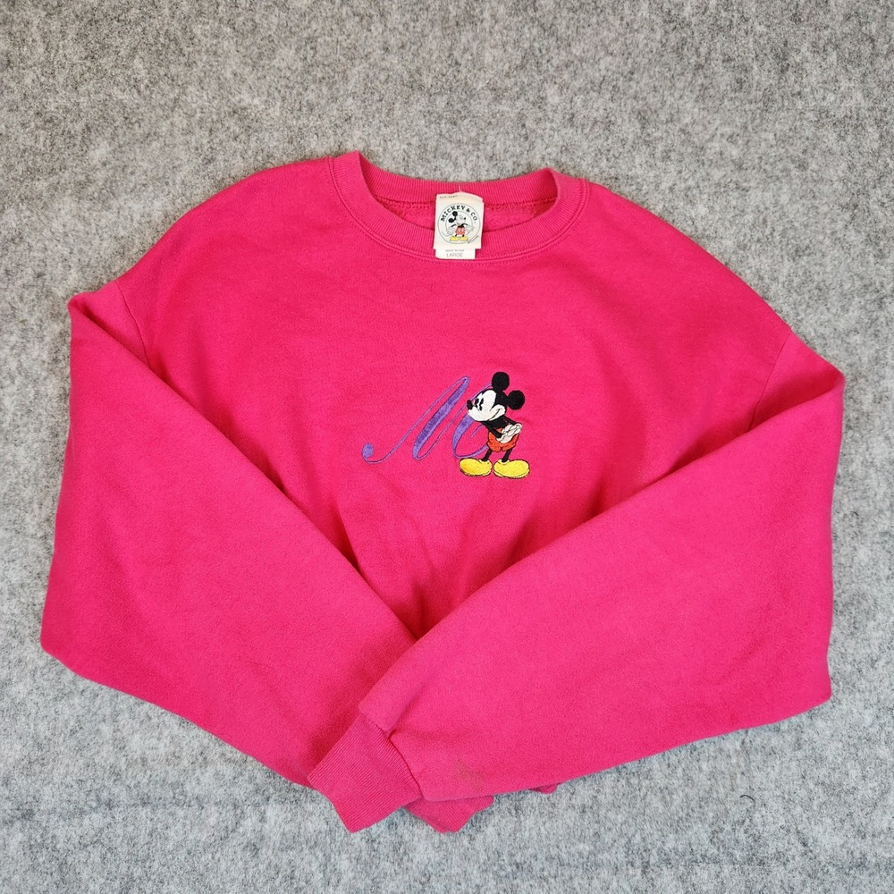 VTG 90s Disney Mickey Sweatshirt Women L  Embroidered‎ Crewneck USA Genus Dolman